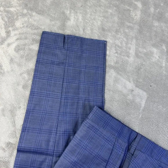 Bonobos Pants Mens 34x37 Blue Plaid Wool Blend Athletic Fit Dress Trousers NEW